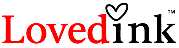 Lovedink logo with red text and a heart symbol on a white background