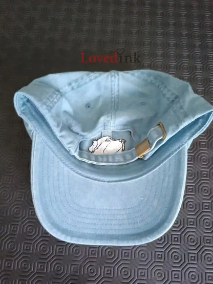 Inside view of custom embroidered cap showing stitching