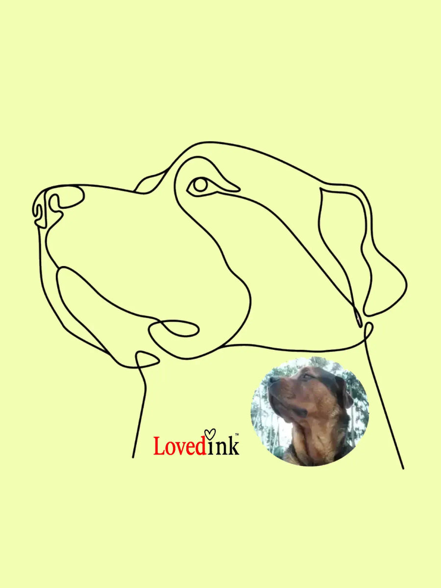 Custom digital minimalist line art dog portrait (Lovedink)