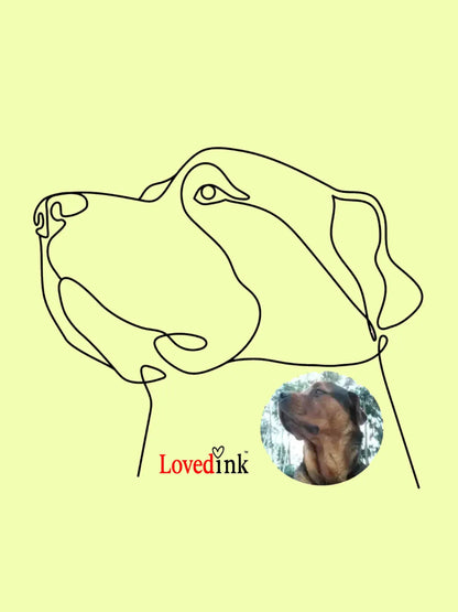 Custom digital minimalist line art dog portrait (Lovedink)