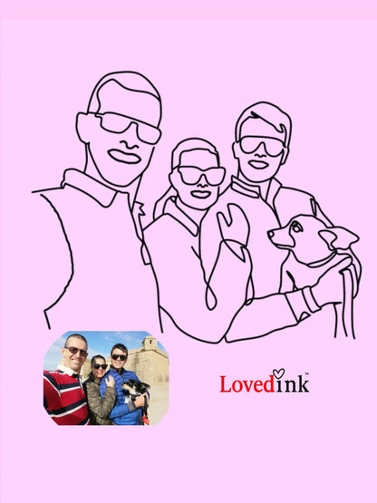 Custom digital minimalist line art portrait of a couple (Lovedink)