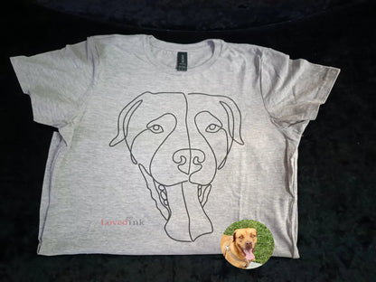 Custom minimalist line art t-shirt laid flat - Lovedink